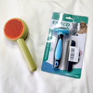 Lot of 2 - Pet Brush - Grooming & Deshedding Tool for Cats & Dogs